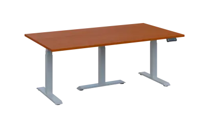 FLEXIMEET 180-100 výškově nastavitelný stůl, kovová podnož stříbrná, deska 25 mm, široký 1800 mm, třešeň šumavská